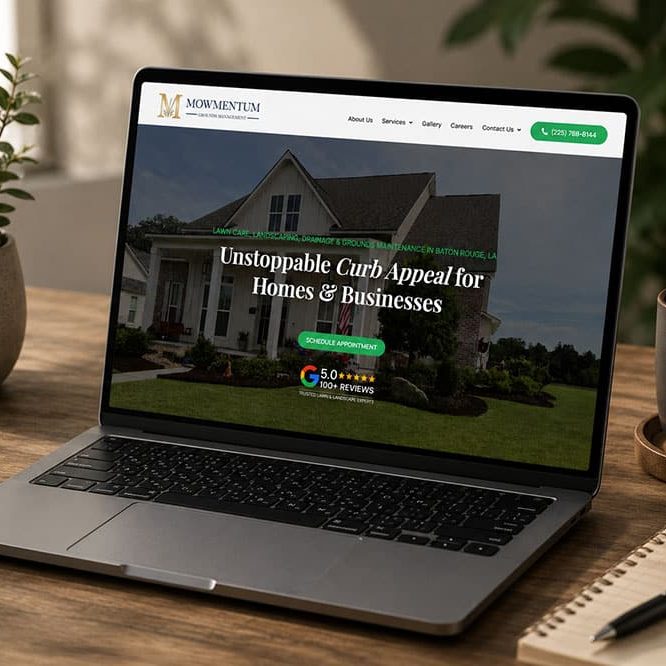 Mowmentum Website laptop