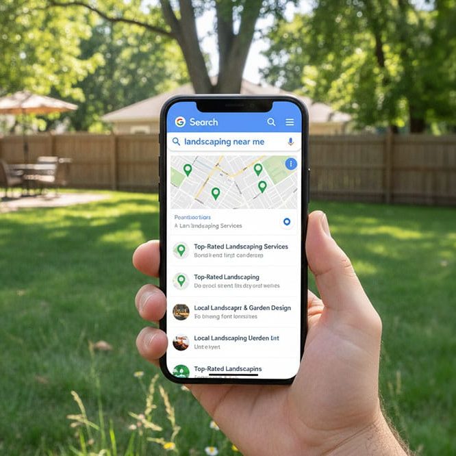 Google search on phone: “landscaping near me”